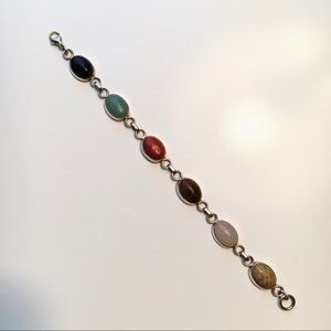 Multicolor Stone and Silver Bracelet